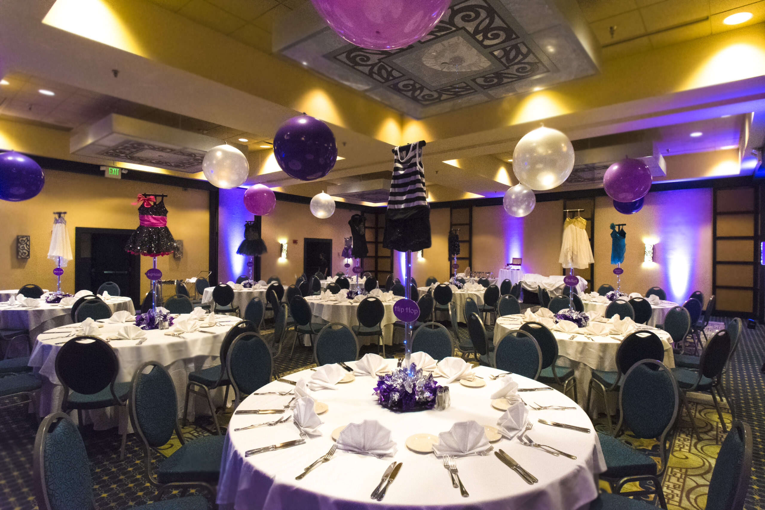 Bat Mitzvah Dance Costume Centerpieces at Hilton Washington DC North/Gaithersburg | Pop Color Events | Adding a Pop of Color to Bar & Bat Mitzvahs in DC, MD & VA