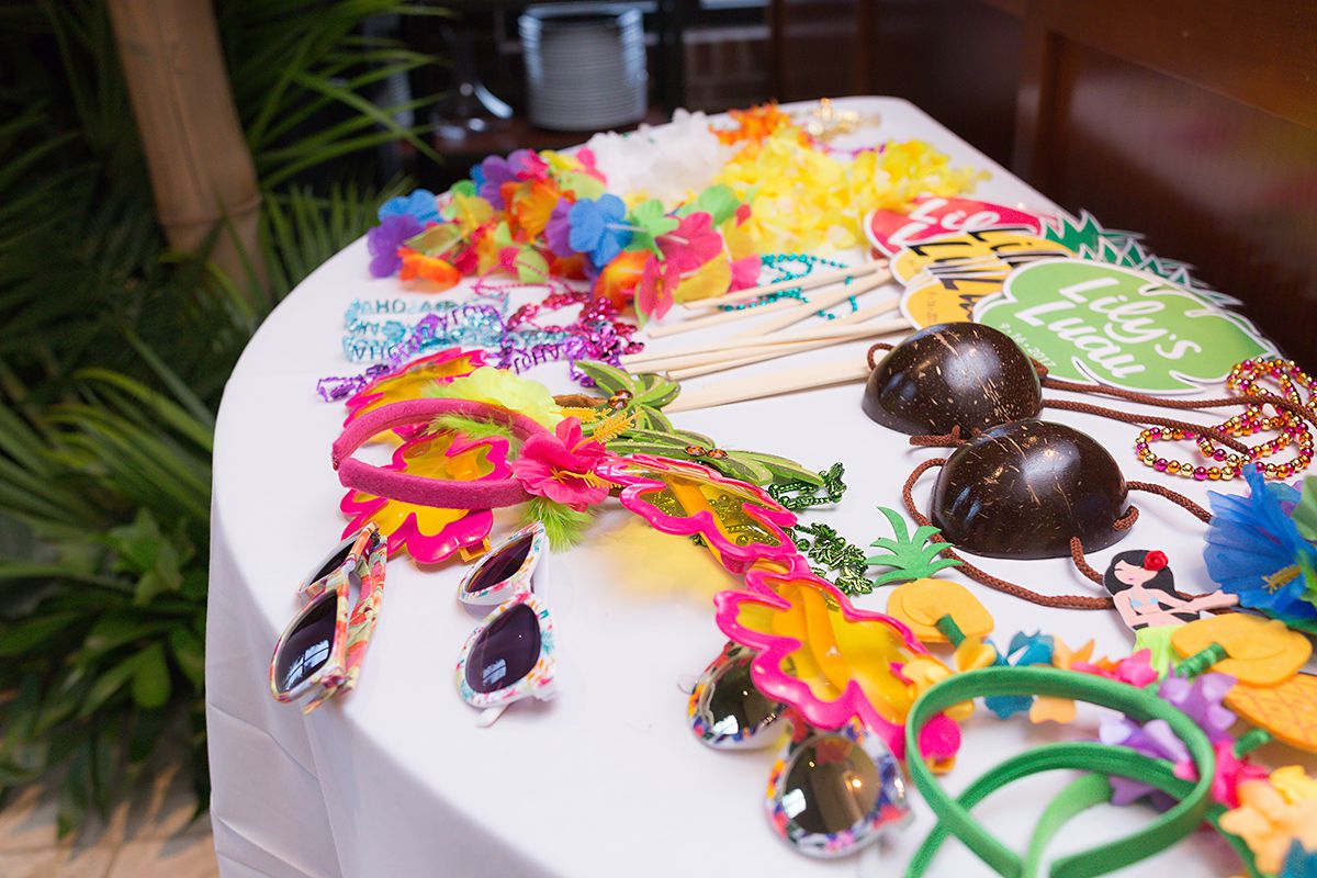 Luau Photo booth Props | Pop Color Events | Adding a Pop of Color to Bar & Bat Mitzvahs in DC, MD & VA | Photo by Powell Woulfe Photography