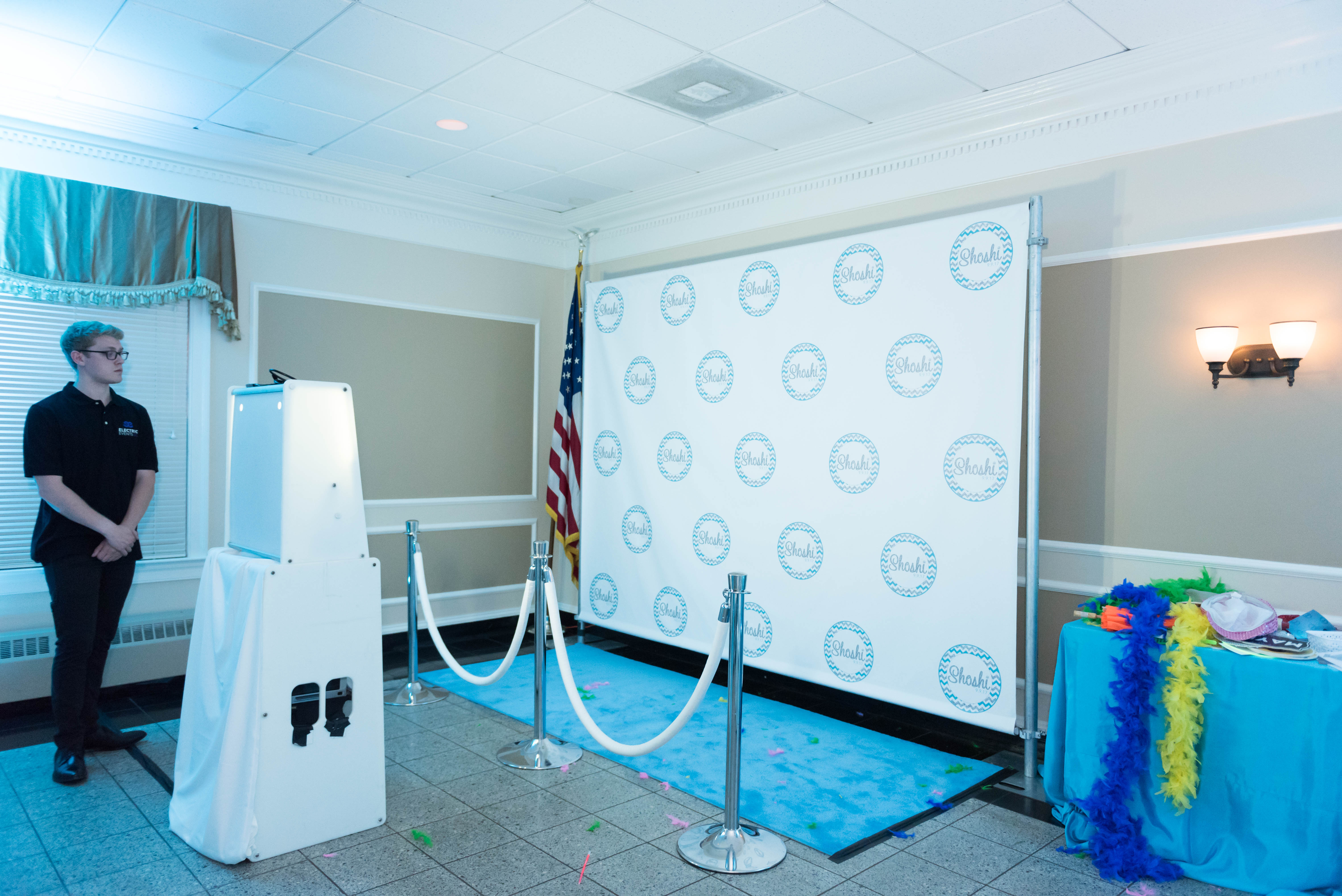 Photo booth with step and repeat | Pop Color Events | Adding a Pop of Color to Bar & Bat Mitzvahs in DC, MD & VA | Photo by A La Mode Photograpy