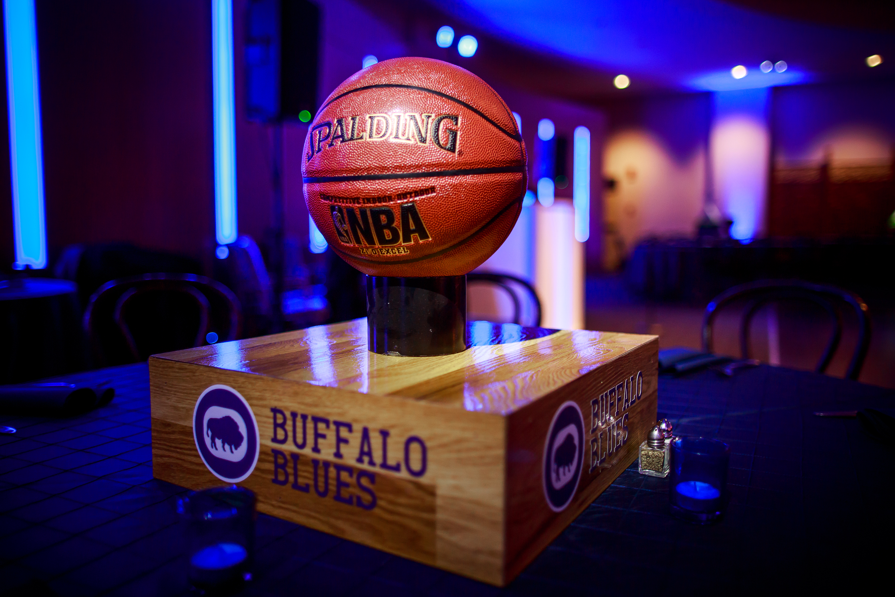 Football centerpiece at Vintage sports Bar Mitzvah party at Adas Israel in Washington DC | Pop Color Events | Adding a Pop of Color to Bar & Bat Mitzvahs in DC, MD & VA | Photo by Matt Mendelsohn Creative
