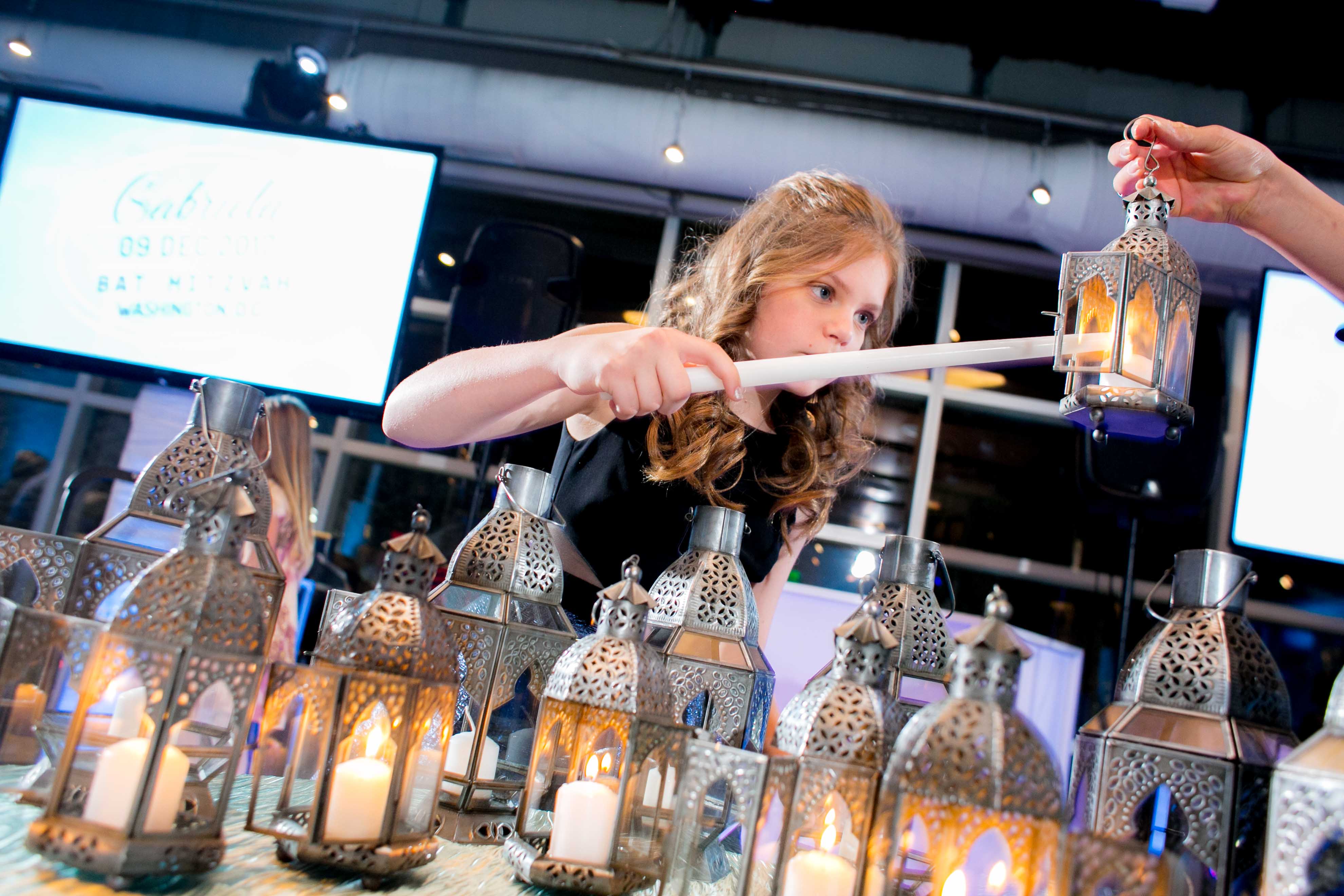 Bat Mitzvah Candle Lighting | Pop Color Events | Adding a Pop of Color to Bar and Bat Mitzvahs in DC, MD & VA | Photo by Michael Temchine Photography