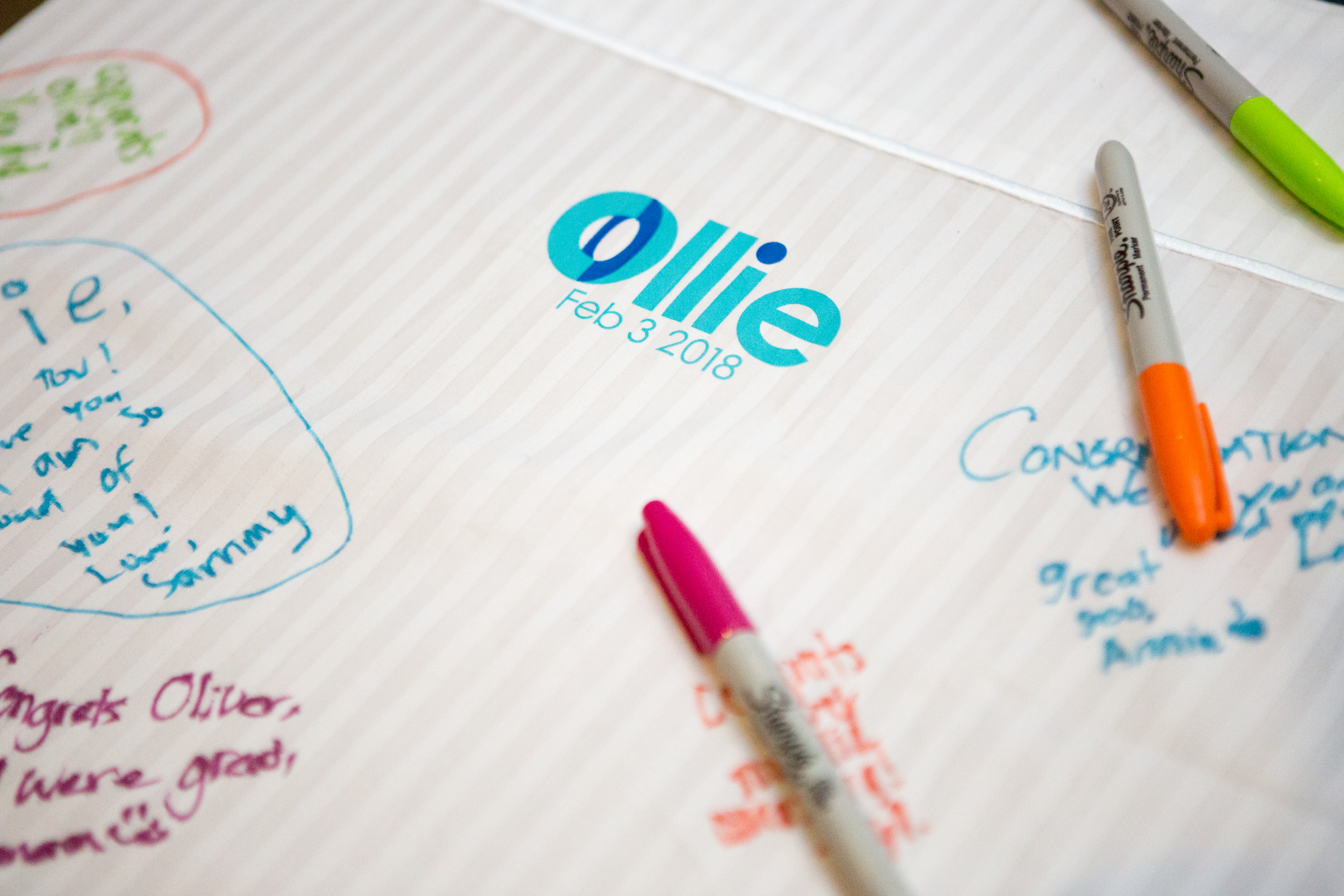 Sign in pillow case at Oliver's Bar Mitzvah at B'nai Israel in Rockville, MD | Pop Color Events | Adding a Pop of Color to Bar & Bat Mitzvahs in DC, MD & VA | Photo by Jessica Latos Photography