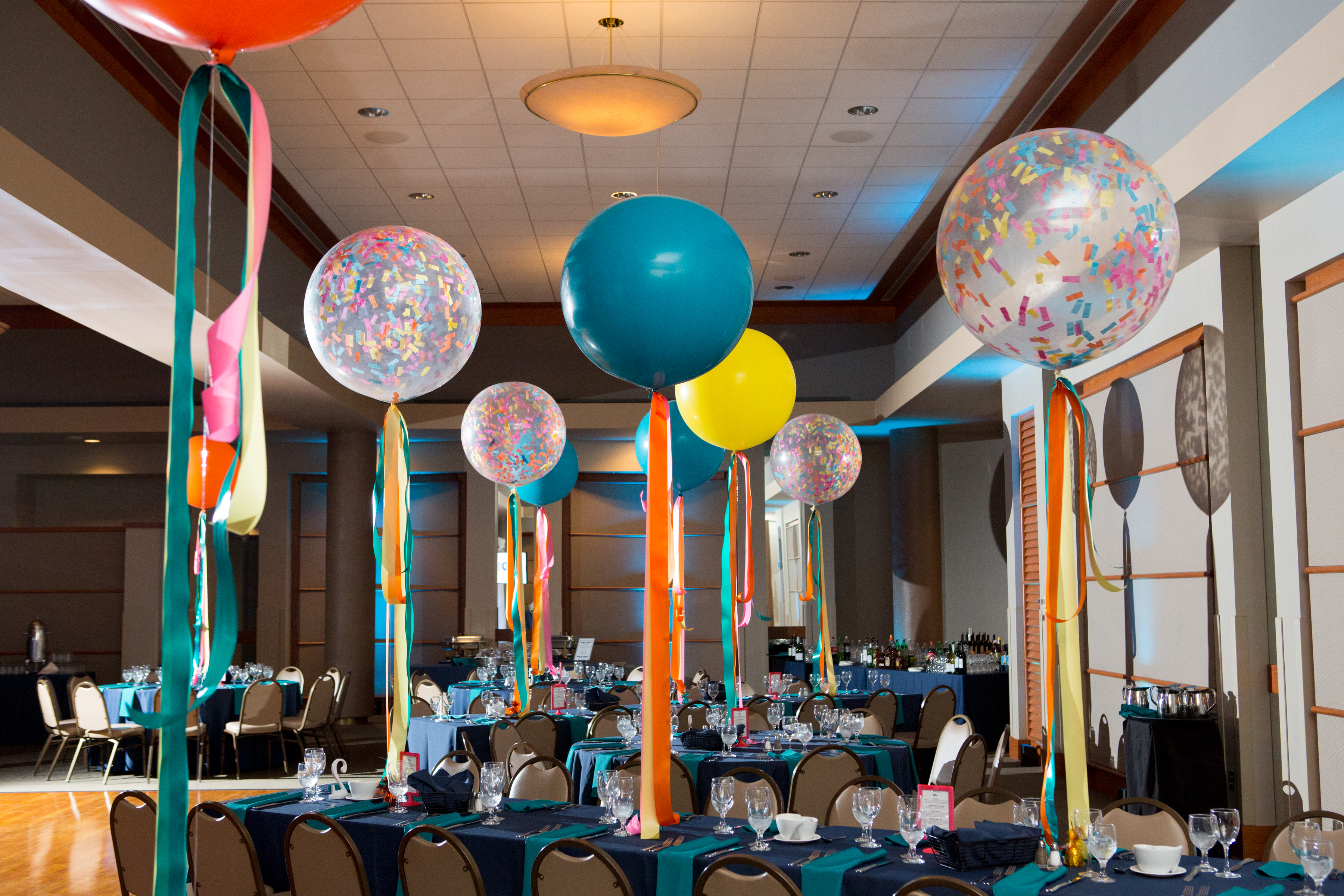 Colorful balloons at Oliver's Bar Mitzvah at B'nai Israel in Rockville, MD | Pop Color Events | Adding a Pop of Color to Bar & Bat Mitzvahs in DC, MD & VA | Photo by Jessica Latos Photography