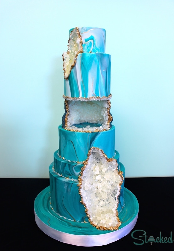 Geode Cake by Stacked Custom Cakes and Classes | Pop Color Events | Adding a Pop of Color to Bar & Bat Mitzvahs in DC, MD & VA