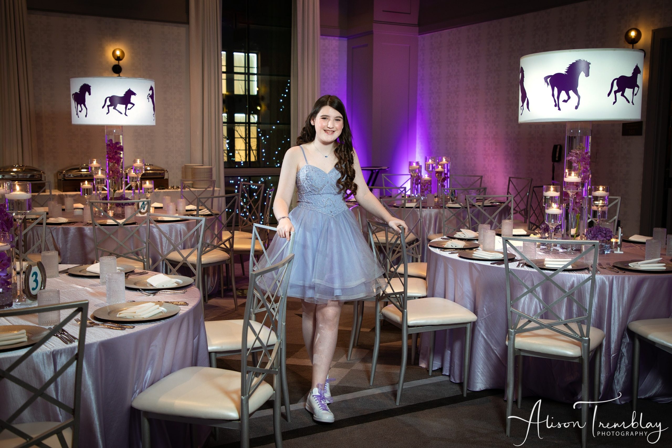 Zoe's Purple and Teal Equestrian Bat Mitzvah at Canopy by Hilton Washington DC Bethesda North | Pop Color Events | Adding a Pop of Color to Bar & Bat Mitzvahs in DC, MD & VA | Photo by: Alison Tremblay Photography