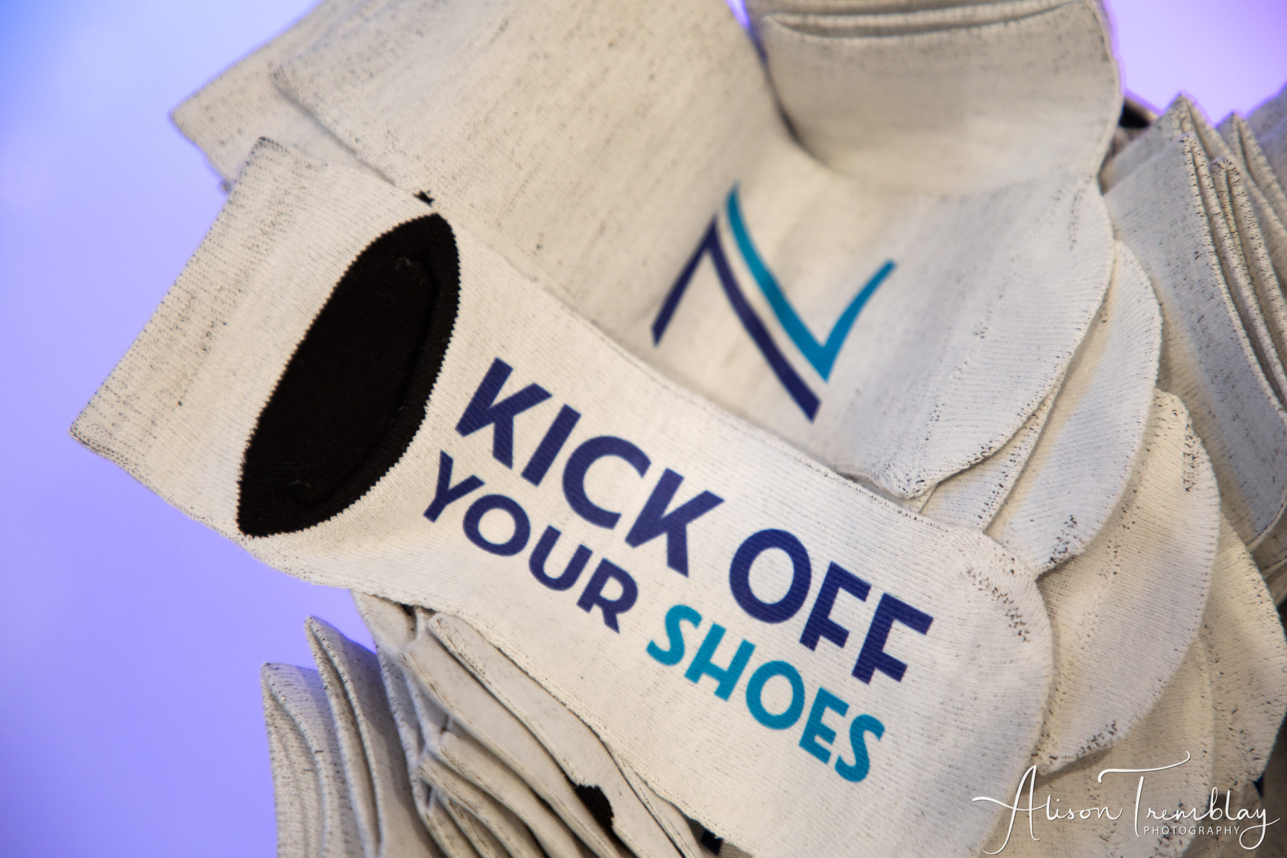 Kick off your shoes custom socks at Zoe's Purple and Teal Equestrian Bat Mitzvah at Canopy by Hilton Washington DC Bethesda North | Pop Color Events | Adding a Pop of Color to Bar & Bat Mitzvahs in DC, MD & VA | Photo by: Alison Tremblay Photography