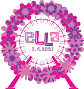 Ella's Pink Flower bat mitzvah logo | Pop Color Events | Adding a Pop of Color to Bar & Bat Mitzvahs in DC, MD & VA | Logo by: Mitzvahlogos.com.