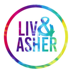 Liv & Asher's rainbow of colors, bright and bold b'nai mitzvah logo! | Pop Color Events | Adding a Pop of Color to Bar & Bat Mitzvahs in DC, MD & VA | Logo by: custommitzvahlogo.com