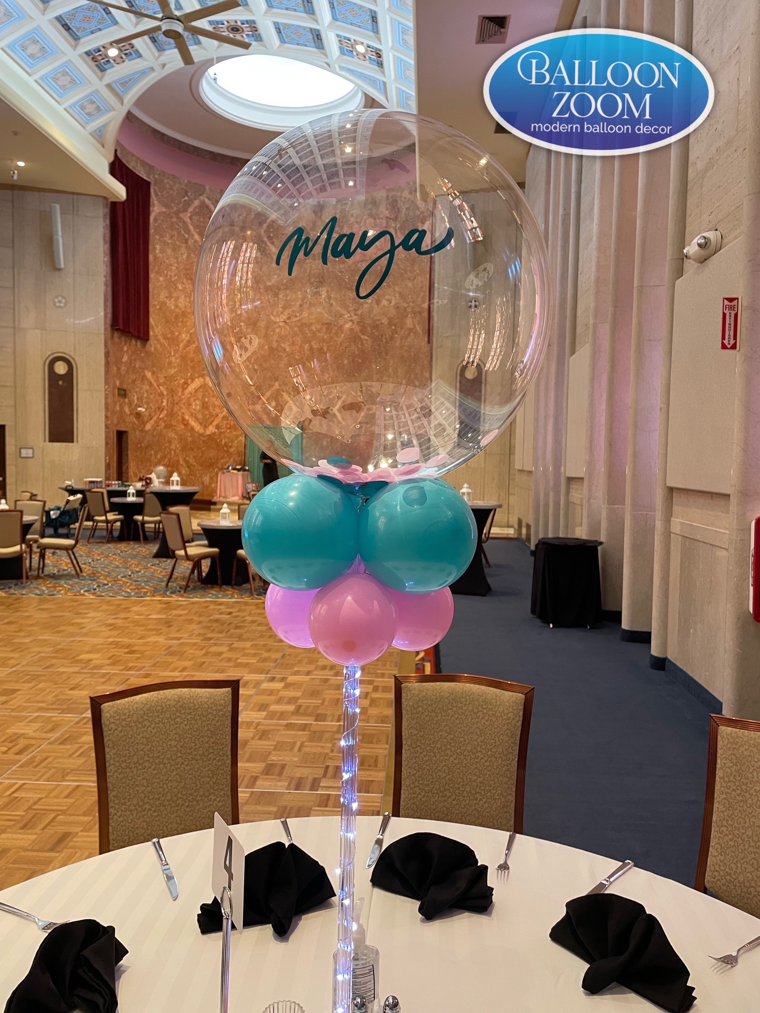 Balloon centerpiece by Balloon Zoom | Pop Color Events | Adding a Pop of Color to Bar & Bat Mitzvahs in DC, MD & VA | Photo by: __name of photographer___