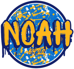 The Noah logo and tagline worked together beautifully for a urban-inspired Bar Mitzvah party | Pop Color Events | Adding a Pop of Color to Bar & Bat Mitzvahs in DC, MD & VA | Logo by: customitzvahlogos.com