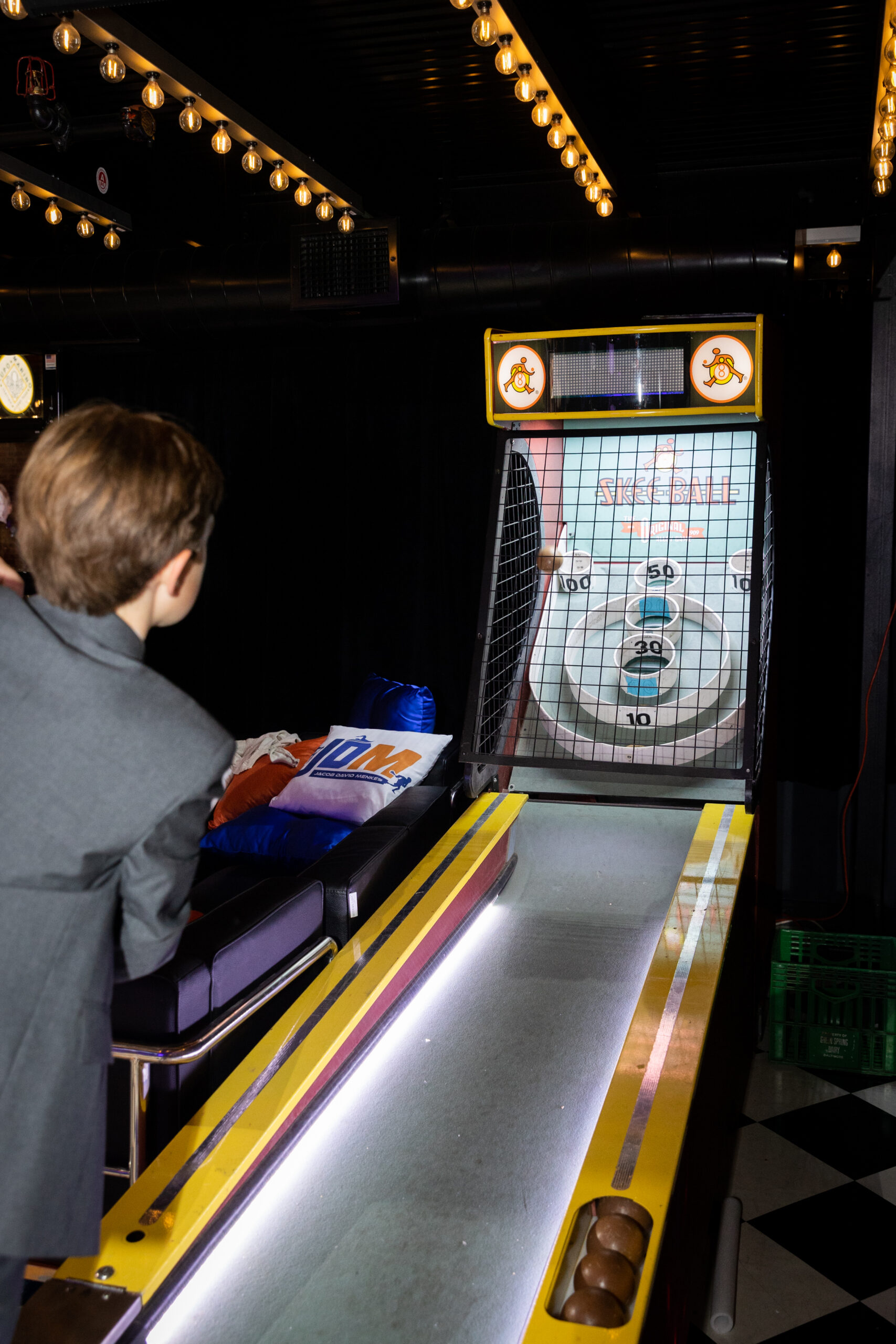 Jacob's games galore! Table tennis, skeeball, foosball, video games and more at Jacob's Sporty Bar Mitzvah Party at Pearl Street Warehouse in Washington, DC | Pop Color Events | Adding a Pop of Color to Bar & Bat Mitzvahs in DC, MD & VA | Photo by: Jessica Latos Photography