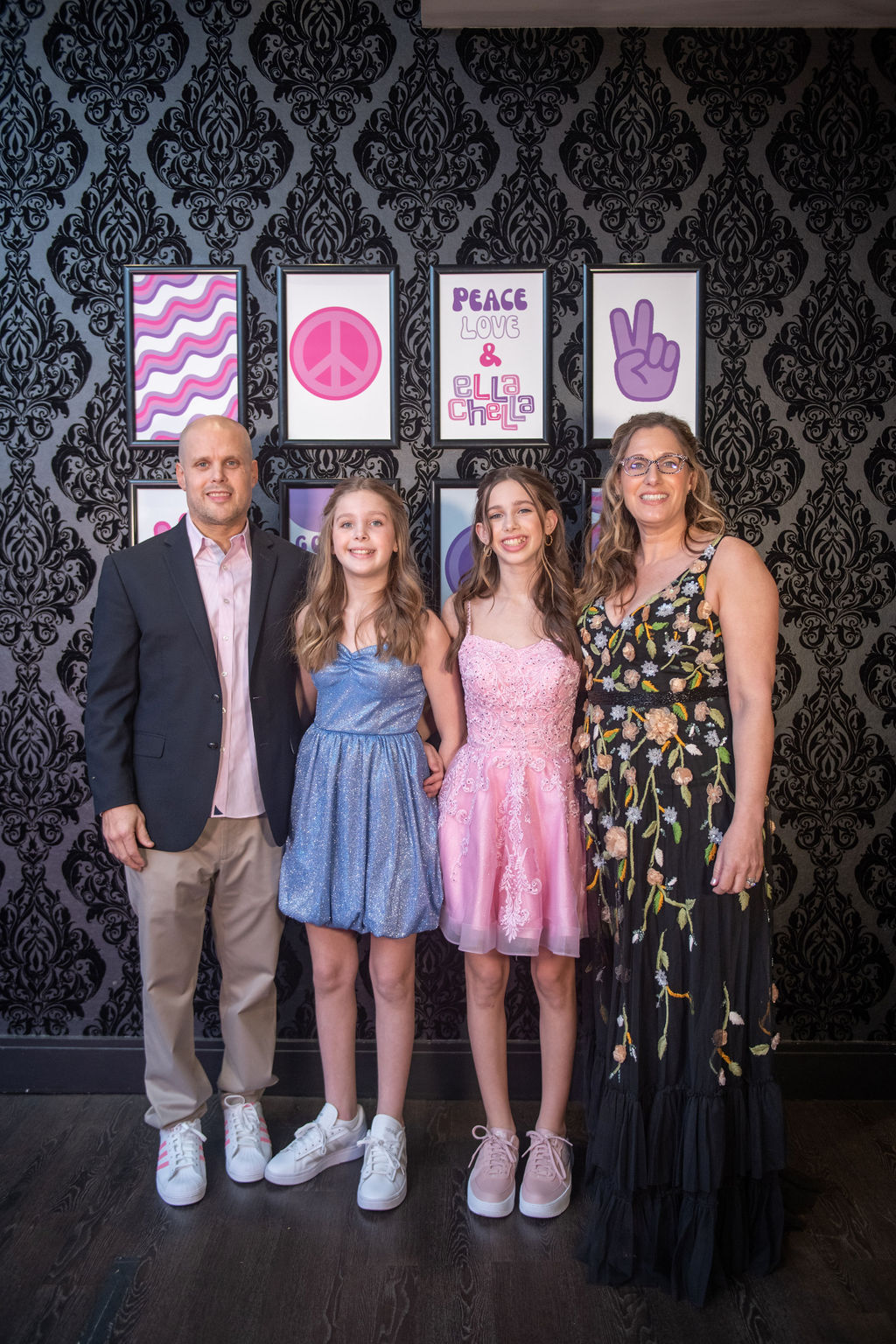 Ella and her awesome family at Ella Chella Coachella-inspired Bat Mitzvah Party at AMP in Bethesda, MD | Pop Color Events | Adding a Pop of Color to Bar & Bat Mitzvahs in DC, MD & VA | Photo by: Fillman Photo
