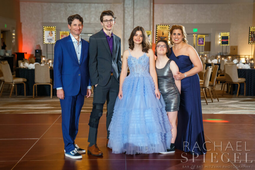 Talia's family at Talia's Broadway Bat Mitzvah at Gaithersburg Marriott Washingtonian Center | Pop Color Events | Adding a Pop of Color to Bar & Bat Mitzvahs in DC, MD & VA | Photo by: Rachael Spiegel Photography