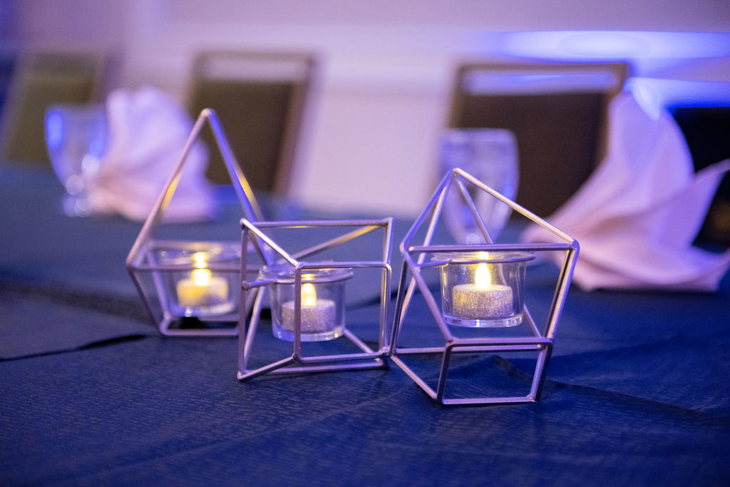 Centerpieces at Julian's Sophisticated Bar Mitzvah Party at Marriott Tysons Corner | Pop Color Events | Adding a Pop of Color to Bar & Bat Mitzvahs in DC, MD & VA | Photo by: Lacey Ann Photography