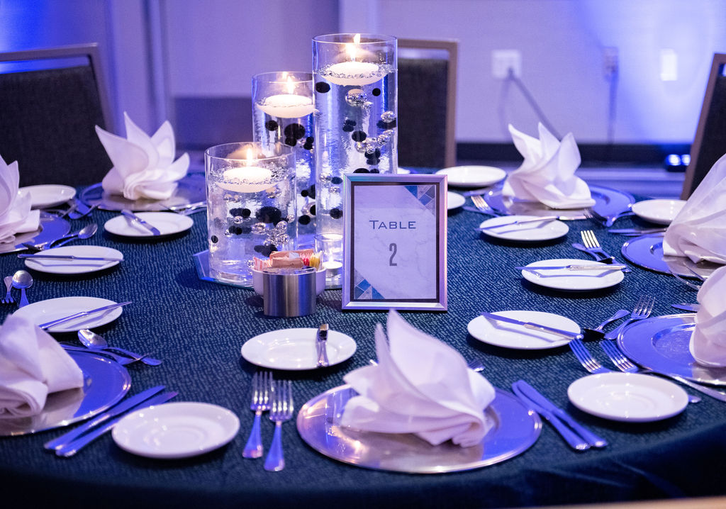 Centerpieces at Julian's Sophisticated Bar Mitzvah Party at Marriott Tysons Corner | Pop Color Events | Adding a Pop of Color to Bar & Bat Mitzvahs in DC, MD & VA | Photo by: Lacey Ann Photography