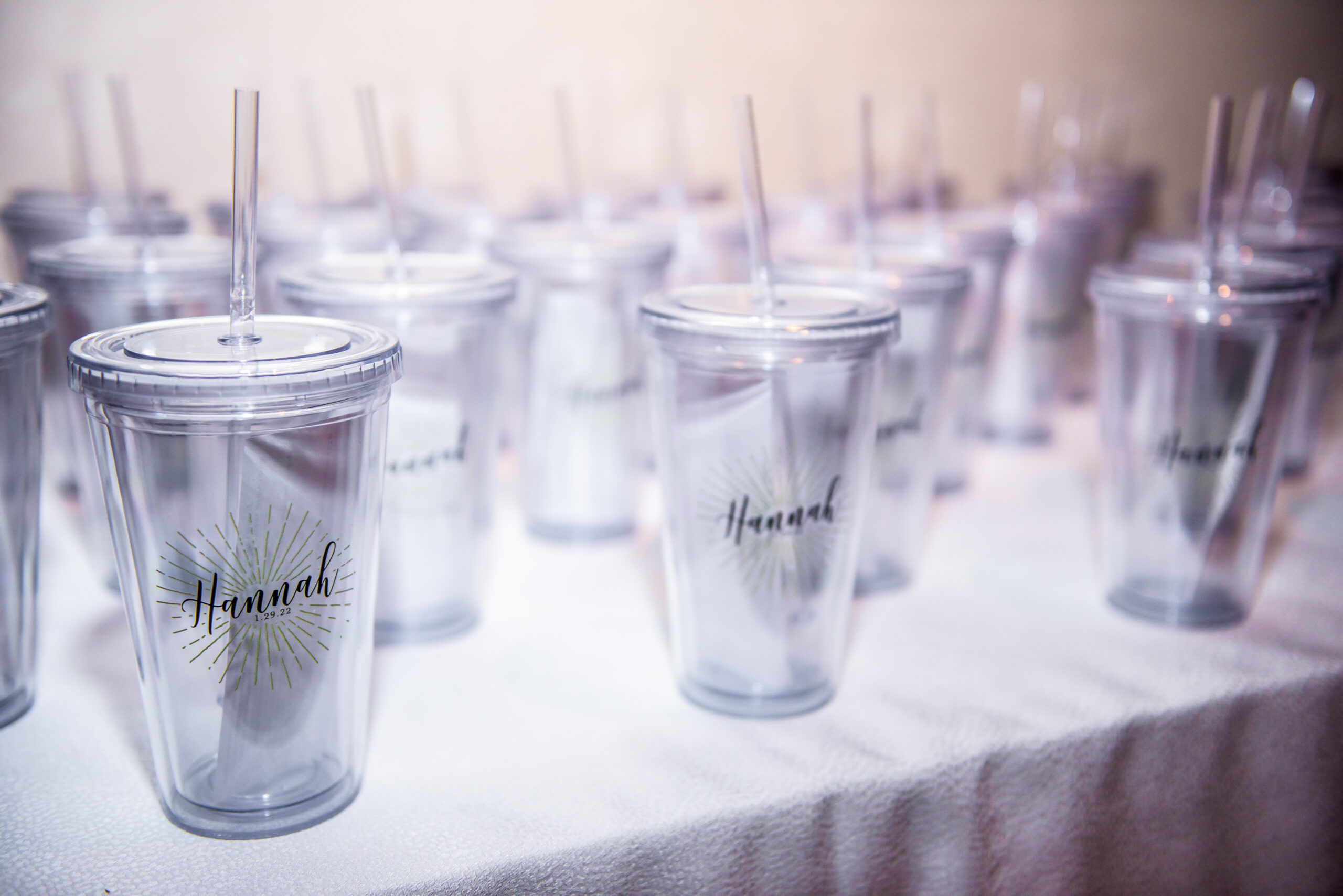 Water tumblers | Pop Color Events | Adding a Pop of Color to Bar & Bat Mitzvahs in DC, MD & VA | Photo by: Jacie Lee Almira Photography