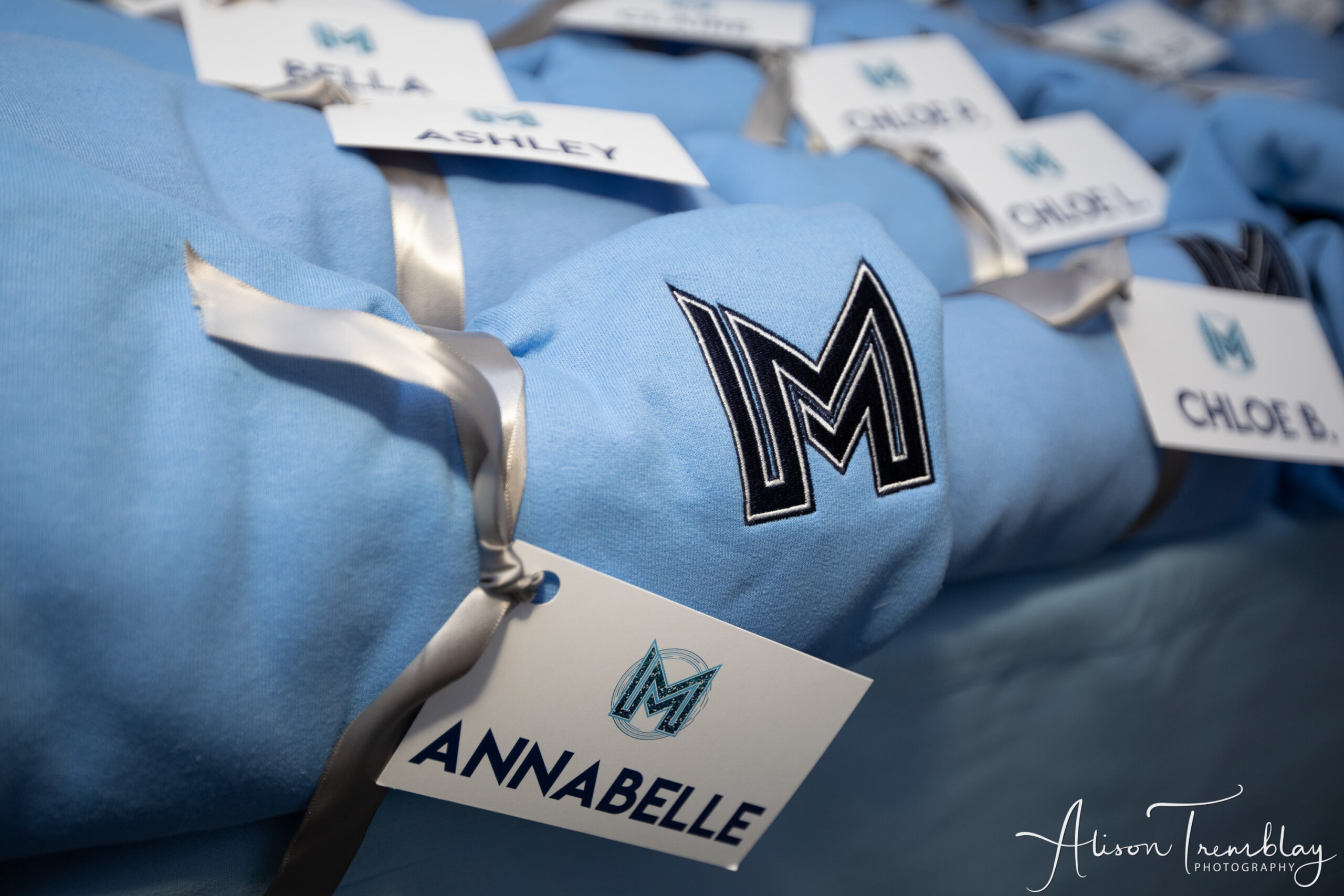 M Sweatshirt by Corporate Sports and Custom Mitzvah Logo | Pop Color Events | Adding a Pop of Color to Bar & Bat Mitzvahs in DC, MD & VA | Photo by: Alison Tremblay