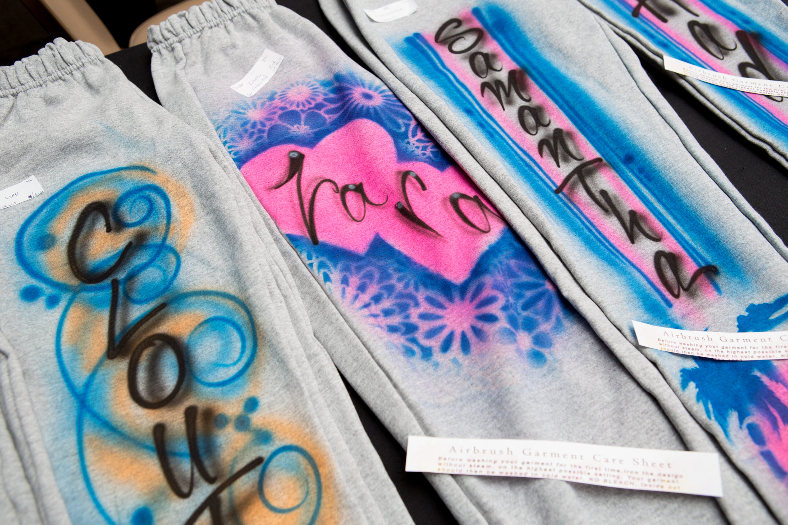 Airbrushed sweatpants | Pop Color Events | Adding a Pop of Color to Bar & Bat Mitzvahs in DC, MD & VA | Photo by: Jessica Latos Photography