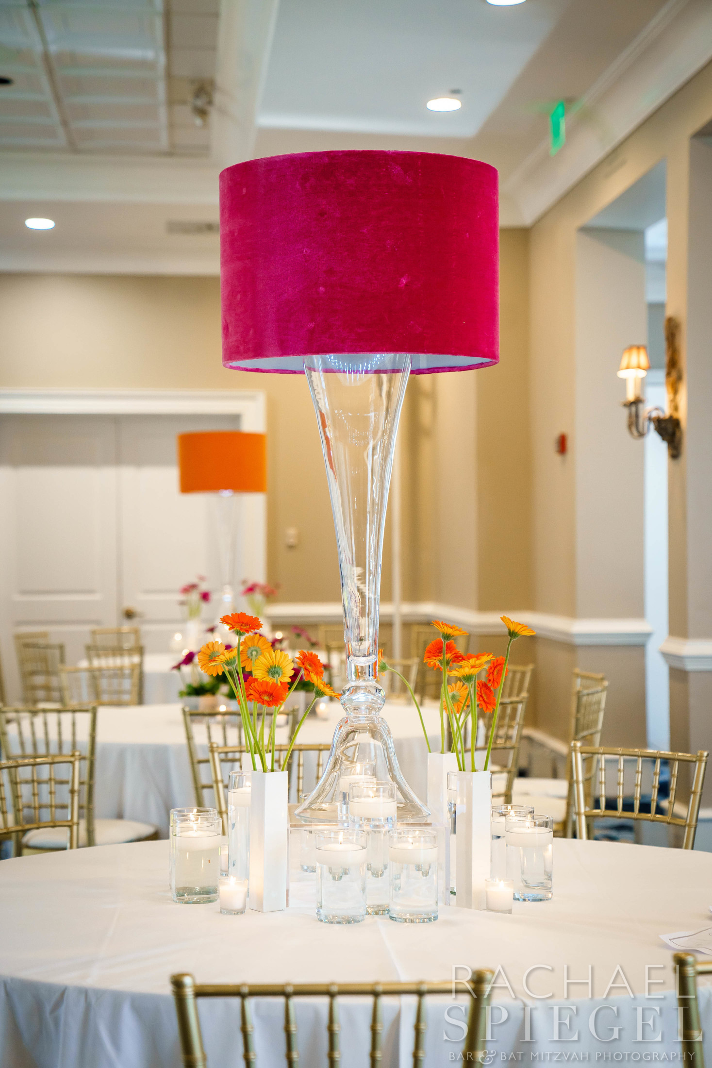 Lampshade centerpieces | Pop Color Events | Adding a Pop of Color to Bar & Bat Mitzvahs in DC, MD & VA | Photo by: Rachael Spiegel