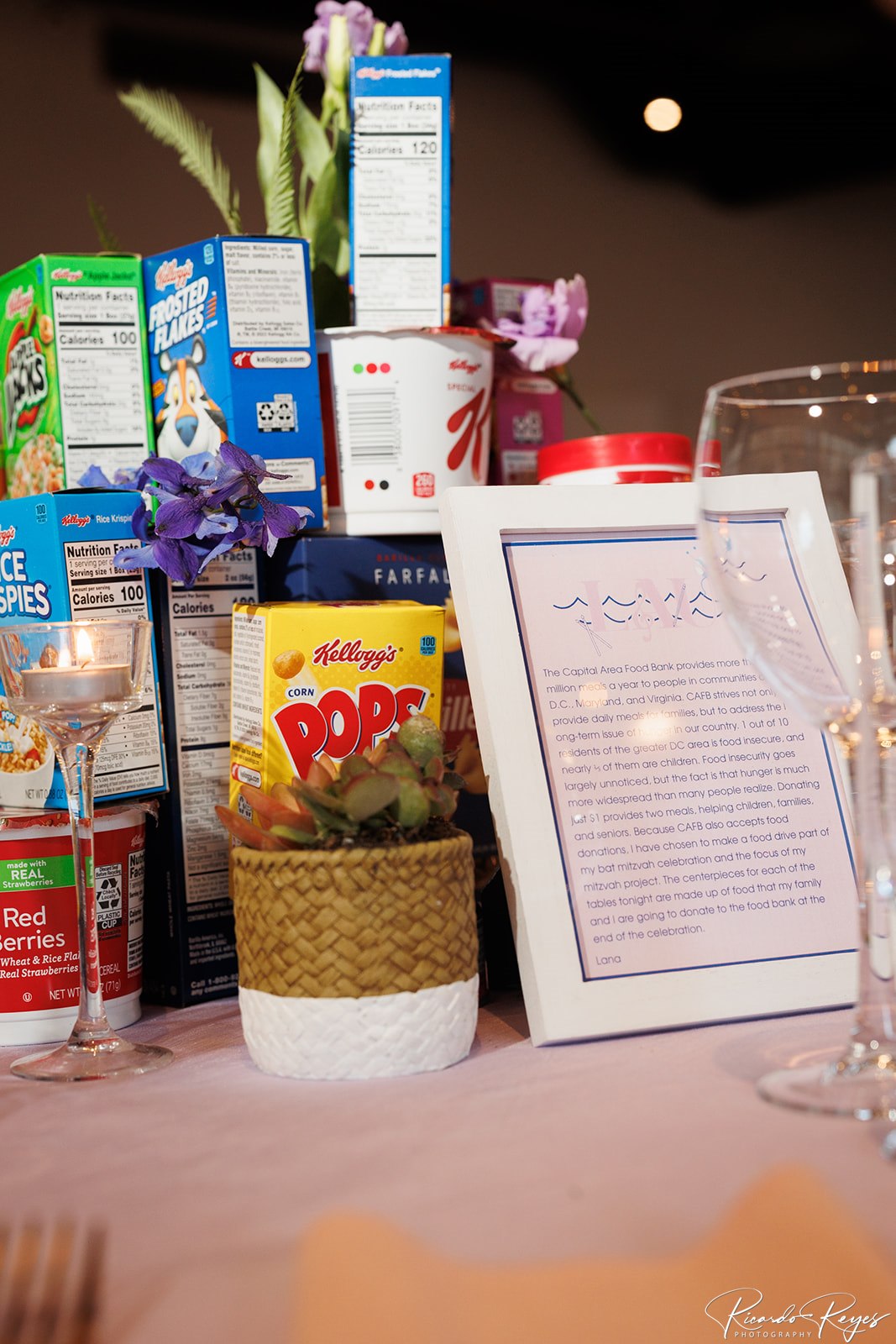 Community service donated centerpieces and custom table number for Lana to a Tea All About Lana Bat Mitzvah Party at VisArts in Rockville, MD | Pop Color Events | Adding a Pop of Color to Bar & Bat Mitzvahs in DC, MD & VA | Photo by: Ricardo Reyes Photography