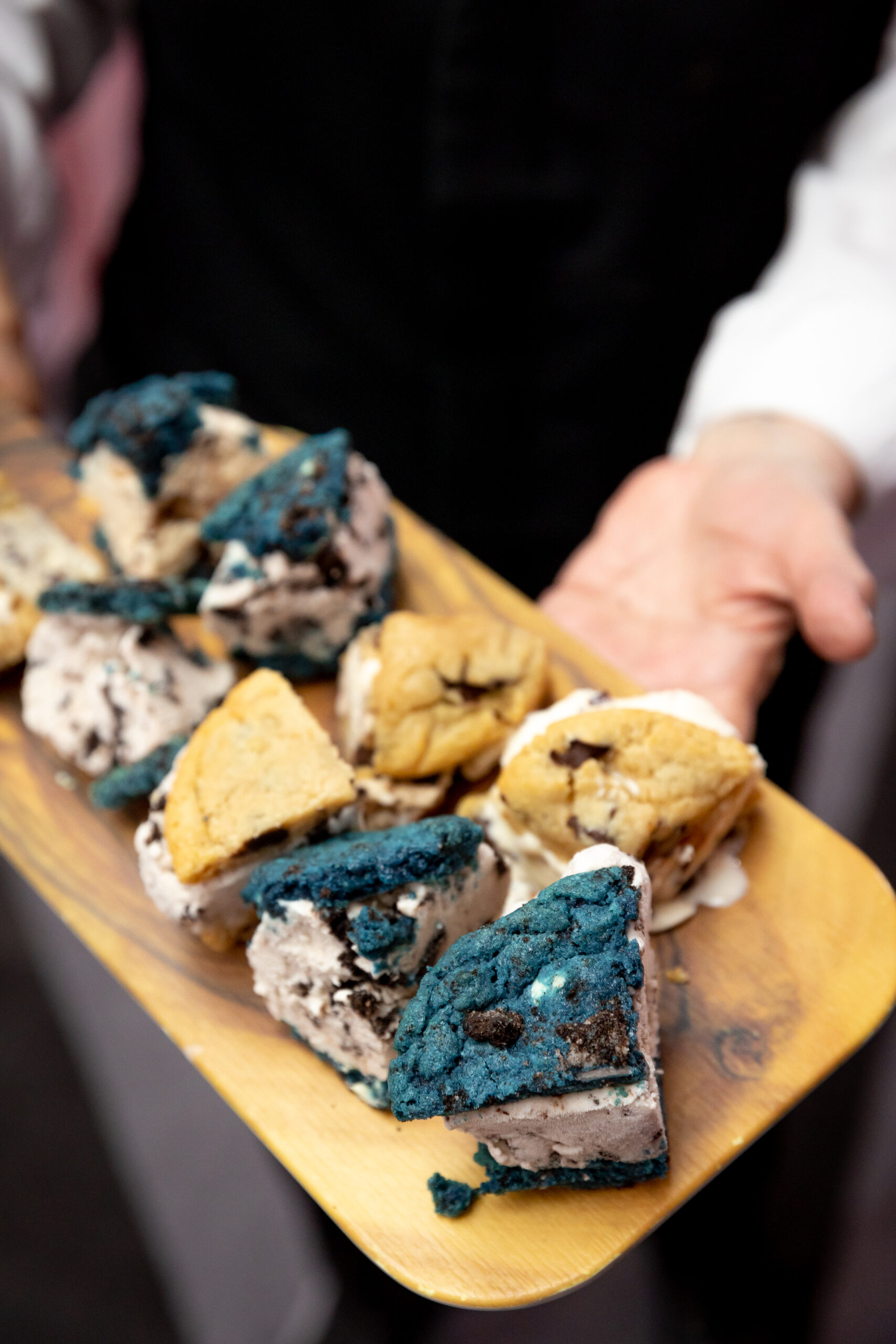 Passed cookie ice cream sandwiches at Phoebe's Belated Feminine Fairy Lights and Flowers Bat Mitzvah Party at Canopy Bethesda North | Pop Color Events | Adding a Pop of Color to Bar & Bat Mitzvahs in DC, MD & VA | Photo by: Jessica Latos Photography