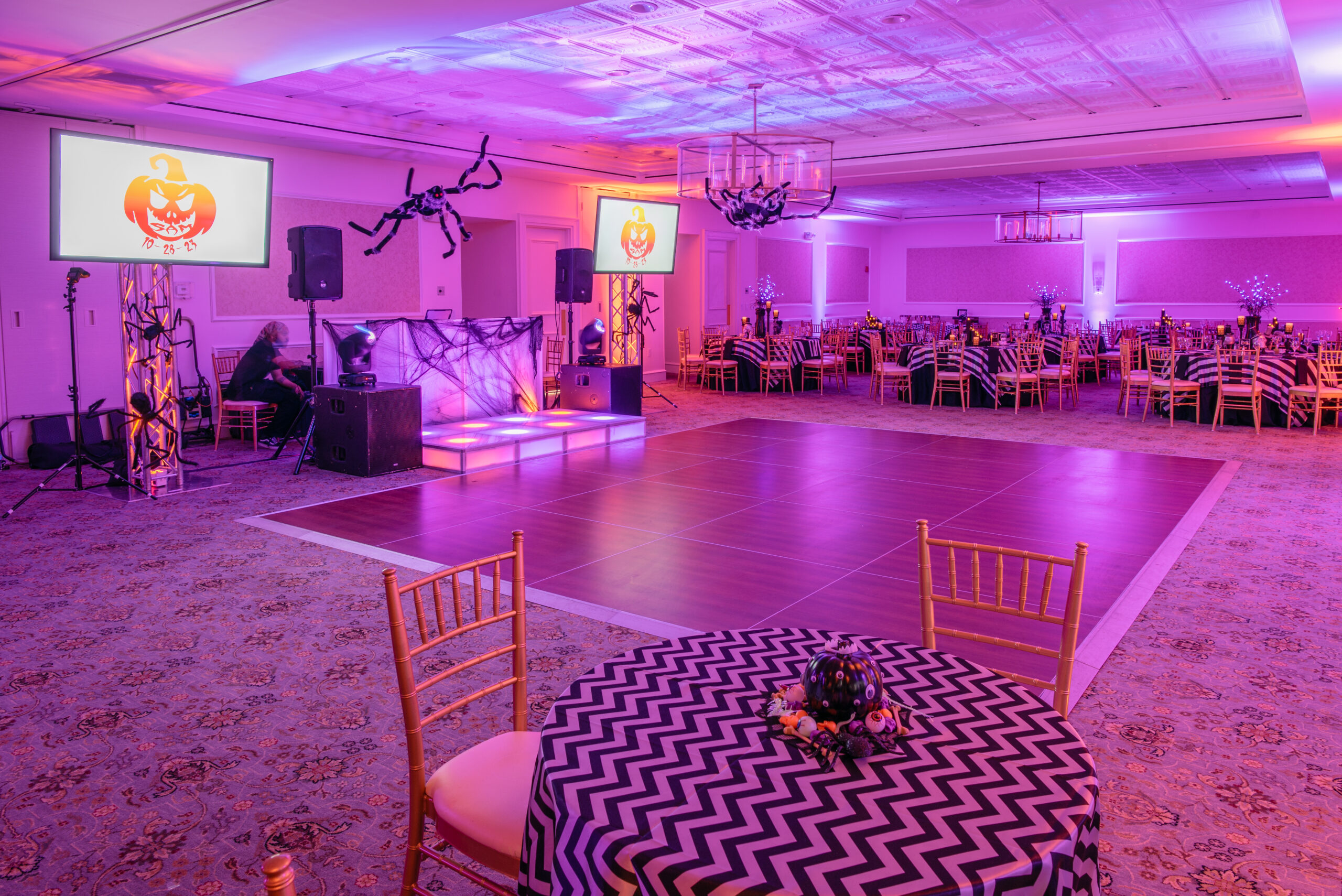 Halloween Bar Mitzvah at Manor Country Club in Rockville, MD | Pop Color Events | Adding a Pop of Color to Bar & Bat Mitzvahs in DC, MD & VA | Photo by: Greg Land Photography