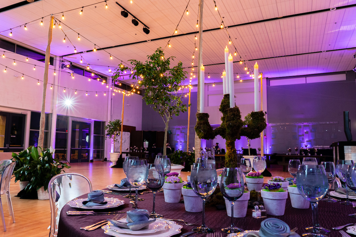 Candelabra centerpieces at Jordan's Enchanted Garden Bat Mitzvah at Temple Rodef Shalom in Falls Church, VA | Pop Color Events | Adding a Pop of Color to Bar & Bat Mitzvahs in DC, MD & VA | Photo by: Michael Temchine Photography
