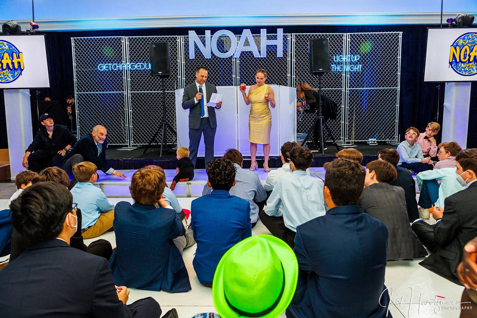 Cool DJ Backdrop | Pop Color Events | Adding a Pop of Color to Bar & Bat Mitzvahs in DC, MD & VA | Photo by: Jack Hartzman