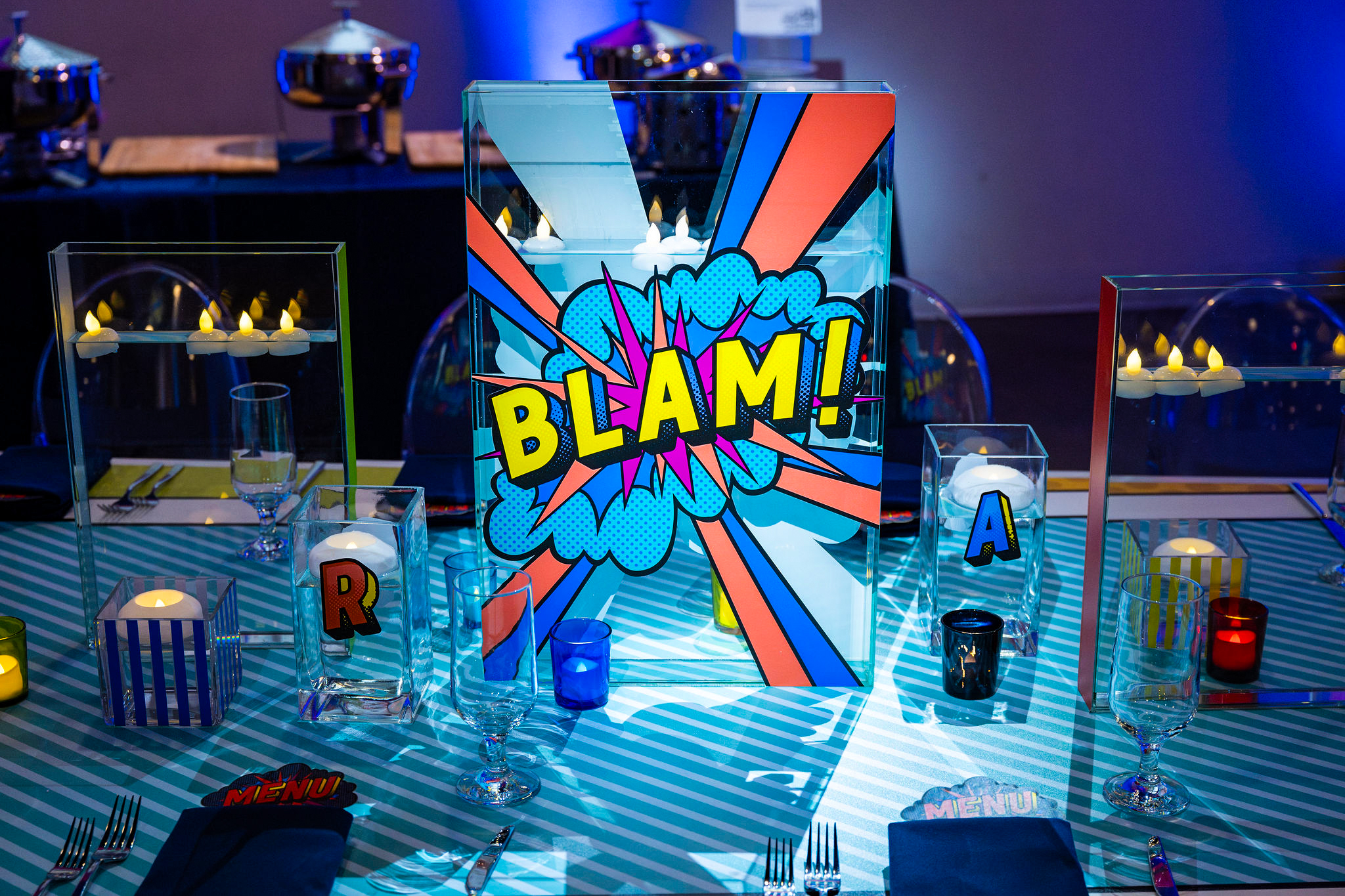 Comic Book Bar Mitzvah Party | Pop Color Events | Adding a Pop of Color to Bar & Bat Mitzvahs in DC, MD & VA | Photo by: Lacey Ann Photography