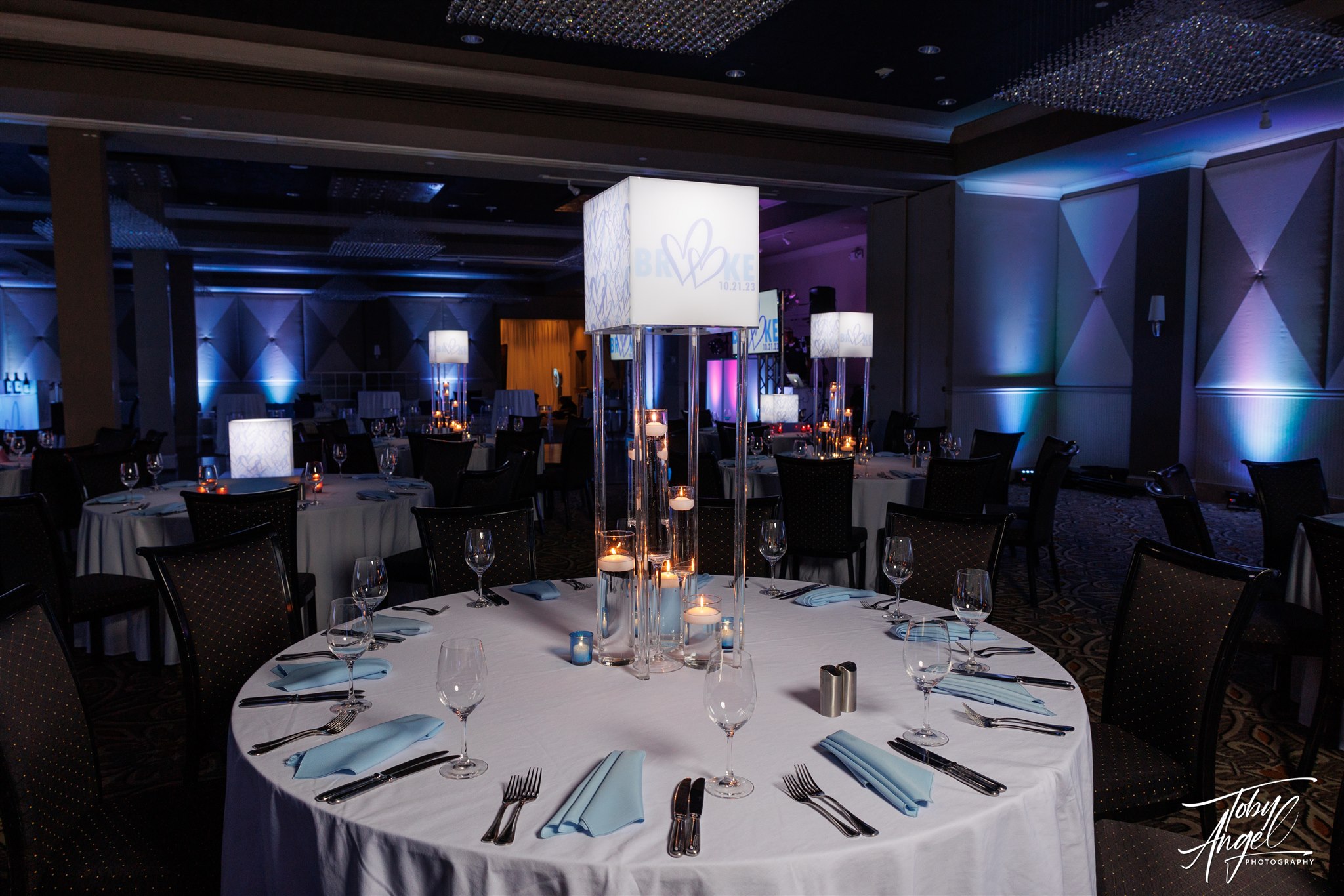 Tall Centerpieces at Brooke's Heart Filled Bat Mitzvah Party at Lakewood Country Club | Pop Color Events | Adding a Pop of Color to Bar & Bat Mitzvahs in DC, MD & VA | Photo by: Toby Angel Photography