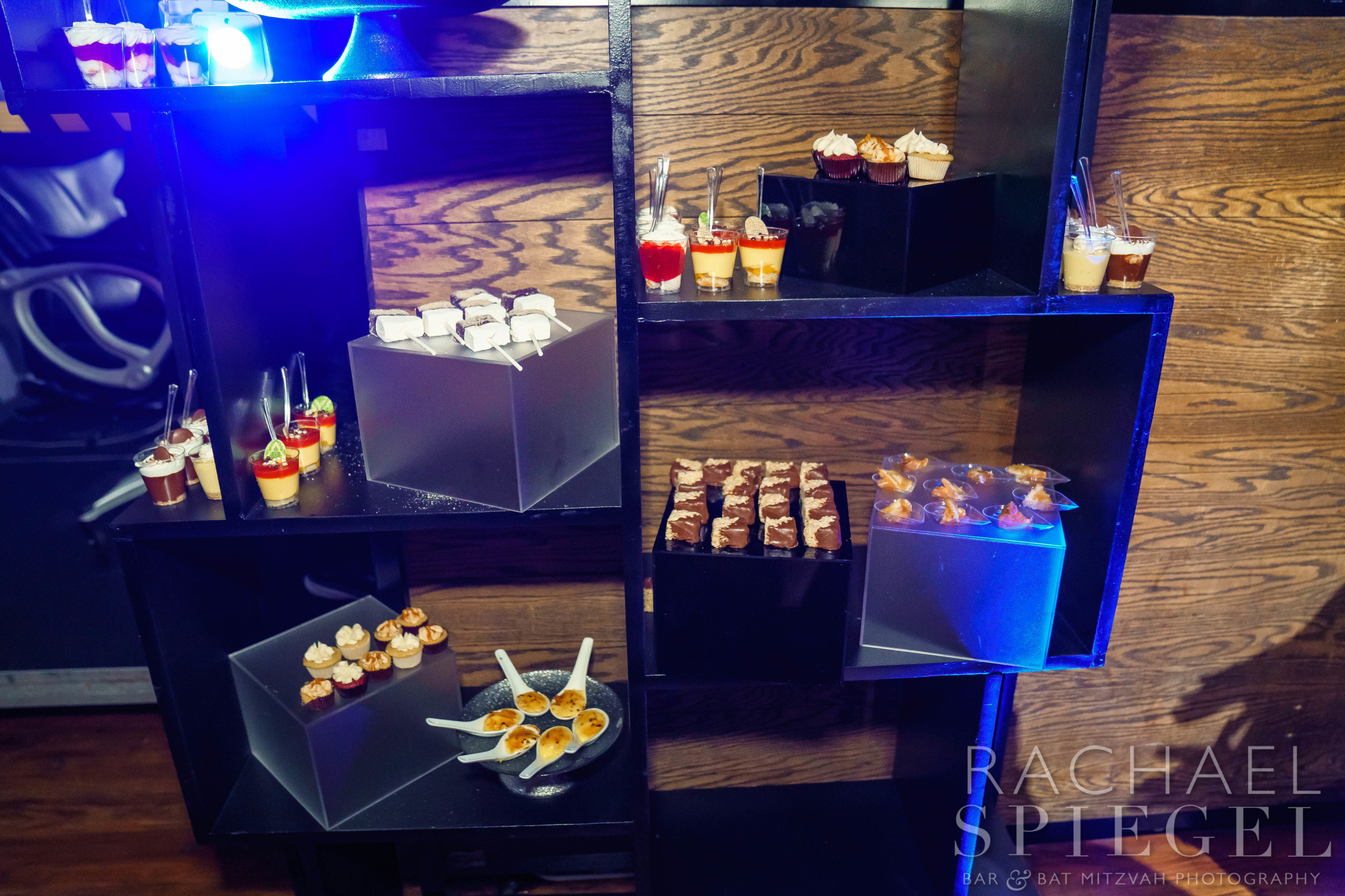 Dessert Sweets at Logan and Simon's Rock and Roll Bar Mitzvah at Fillmore Silver Spring | Pop Color Events | Adding a Pop of Color to Bar & Bat Mitzvahs in DC, MD & VA | Photo by: Rachael Spiegel Photography