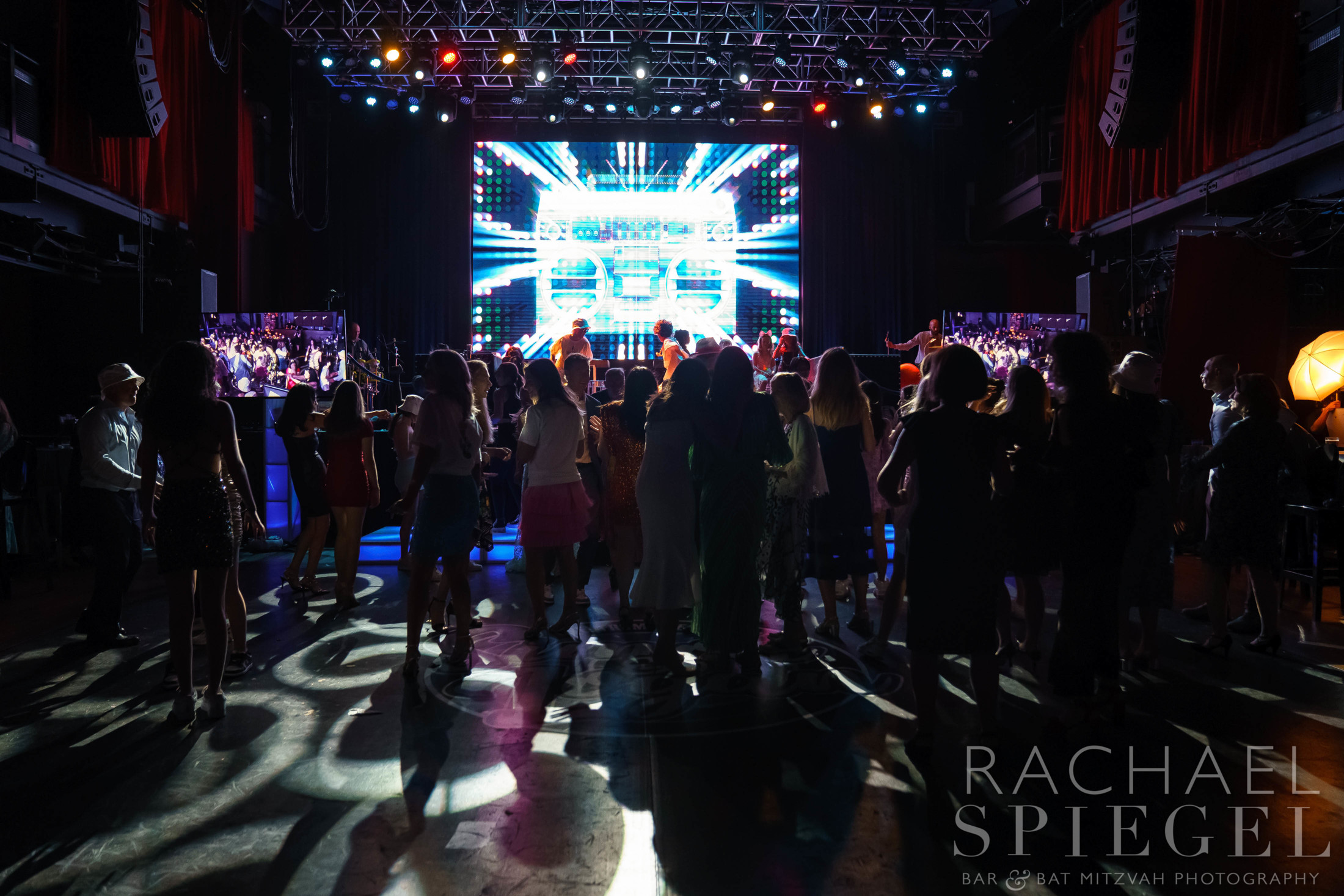 Packed dance floor at Logan and Simon's Rock and Roll Bar Mitzvah at Fillmore Silver Spring | Pop Color Events | Adding a Pop of Color to Bar & Bat Mitzvahs in DC, MD & VA | Photo by: Rachael Spiegel Photography