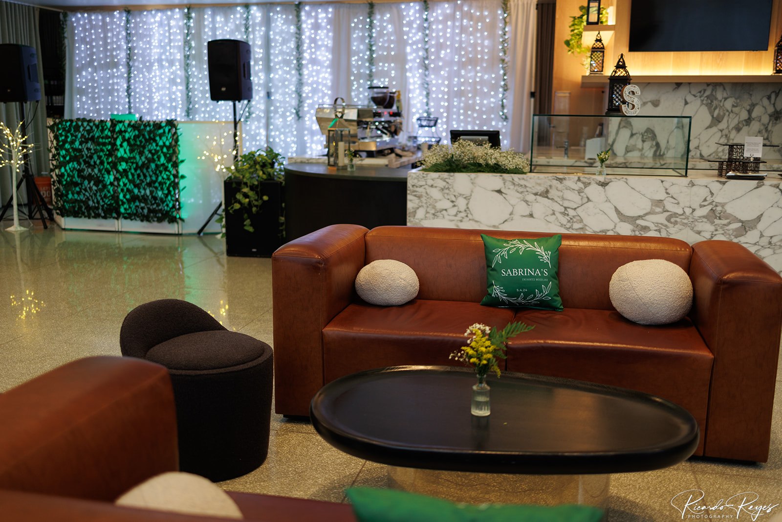 Lounge seating at Sabrina's Enchanted Woodland-themed Bat Mitzvah Party at AC Hotel Bethesda Downtown | Pop Color Events | Adding a Pop of Color to Bar & Bat Mitzvahs in DC, MD & VA | Photo by: Ricardo Reyes Electric Events