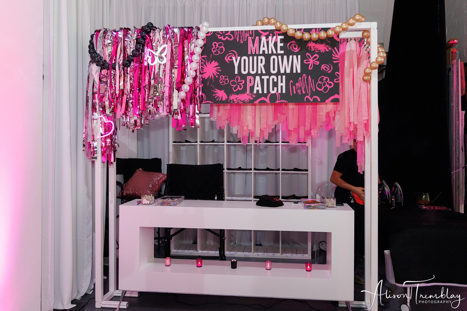 Make your own patch station at Maya's Pretty Pink Bat Mitzvah at Photogroup in Silver Spring | Pop Color Events | Adding a Pop of Color to Bar & Bat Mitzvahs in DC, MD & VA | Photo by: Alison Tremblay