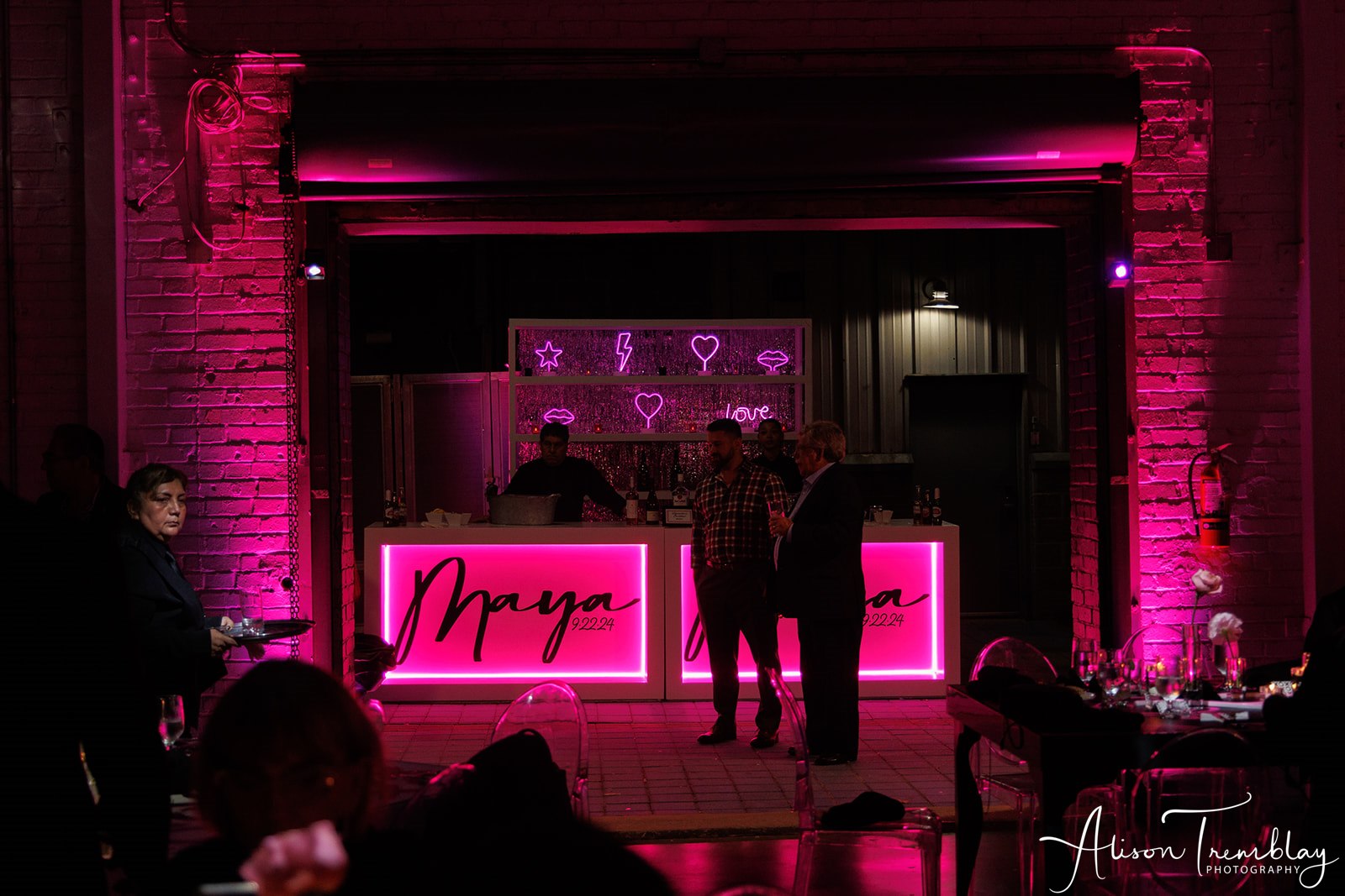 Custom bar and back back at Maya's Pretty Pink Bat Mitzvah at Photogroup in Silver Spring | Pop Color Events | Adding a Pop of Color to Bar & Bat Mitzvahs in DC, MD & VA | Photo by: Alison Tremblay