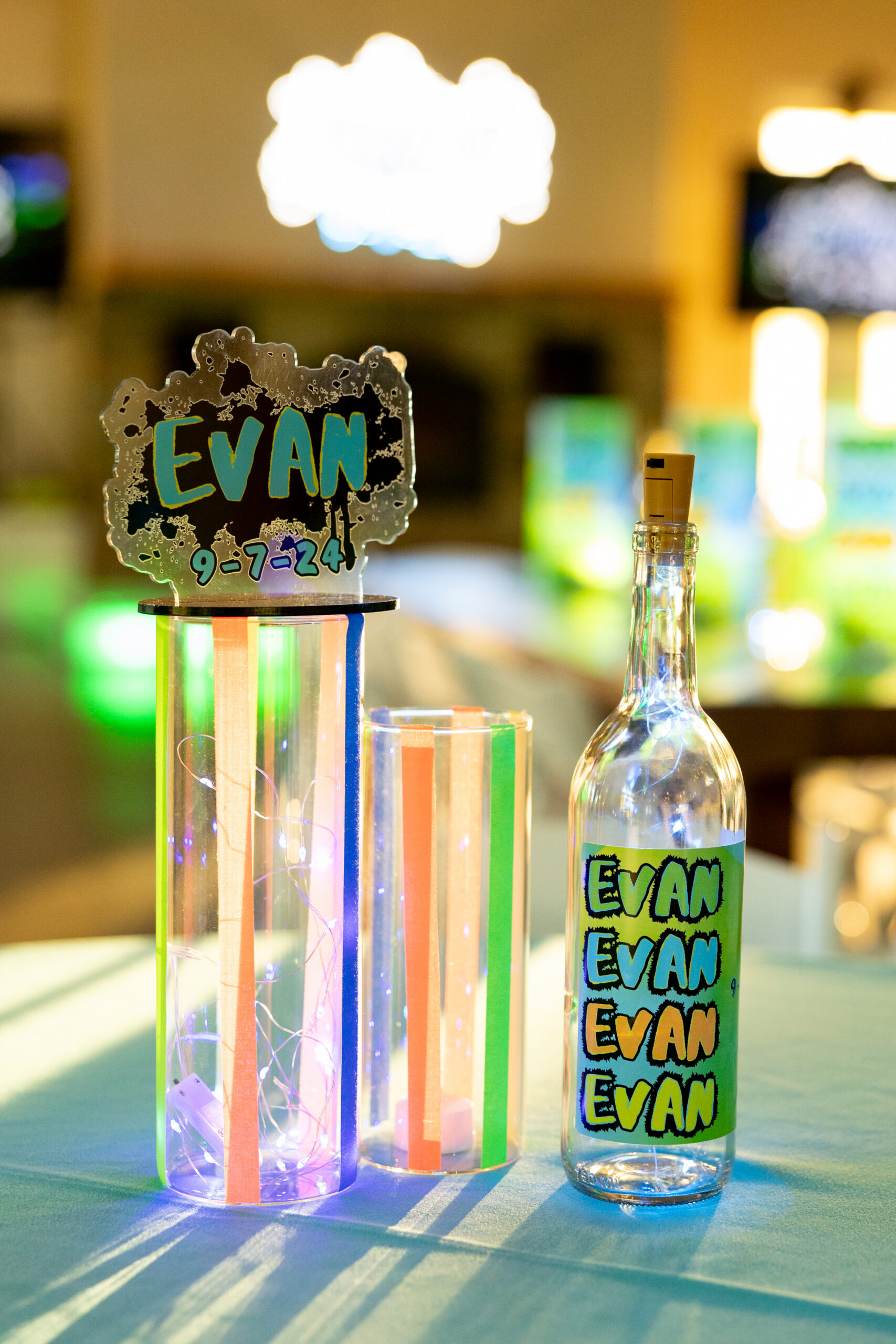 washi tape mitzvah centerpiece