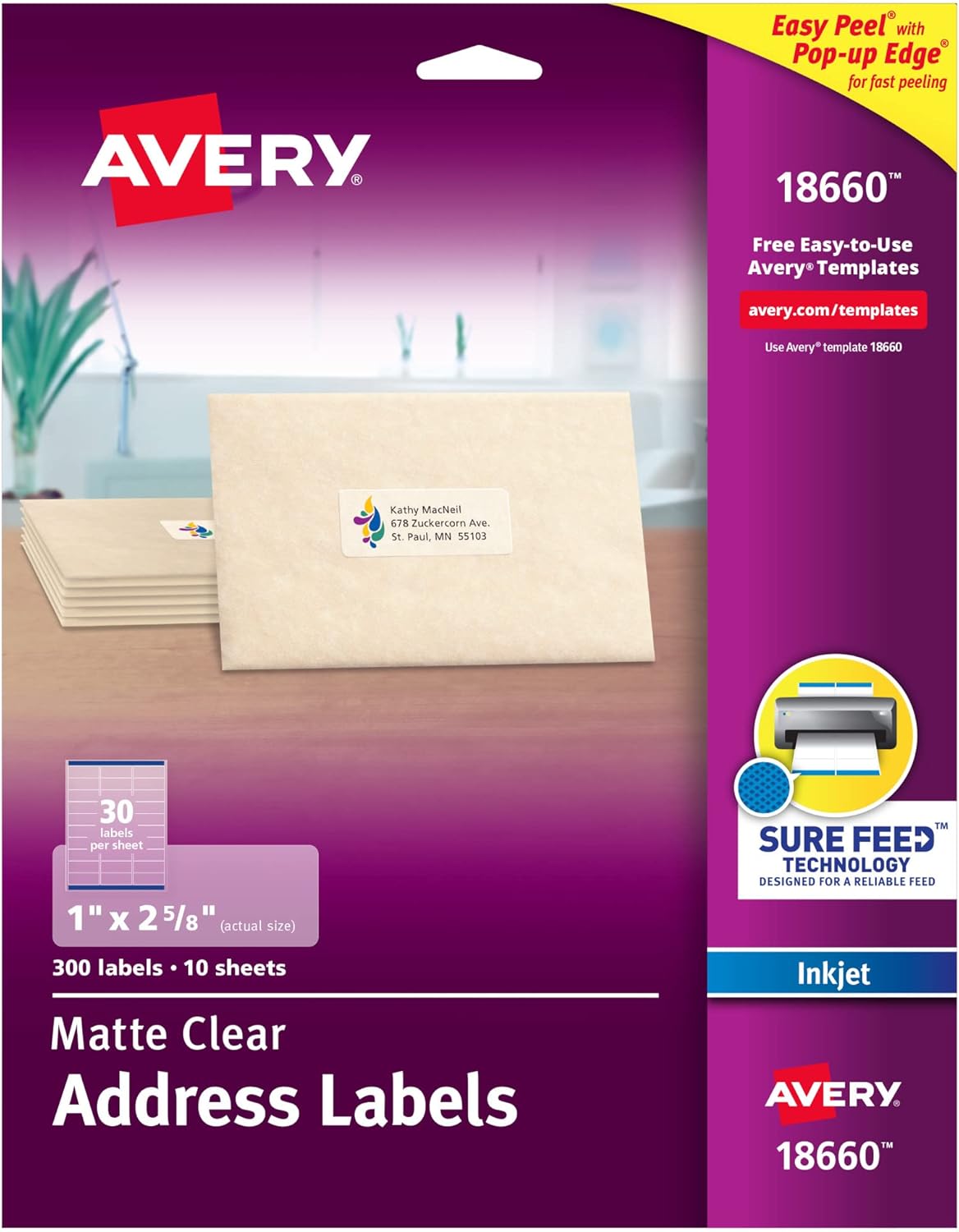 clear avery label